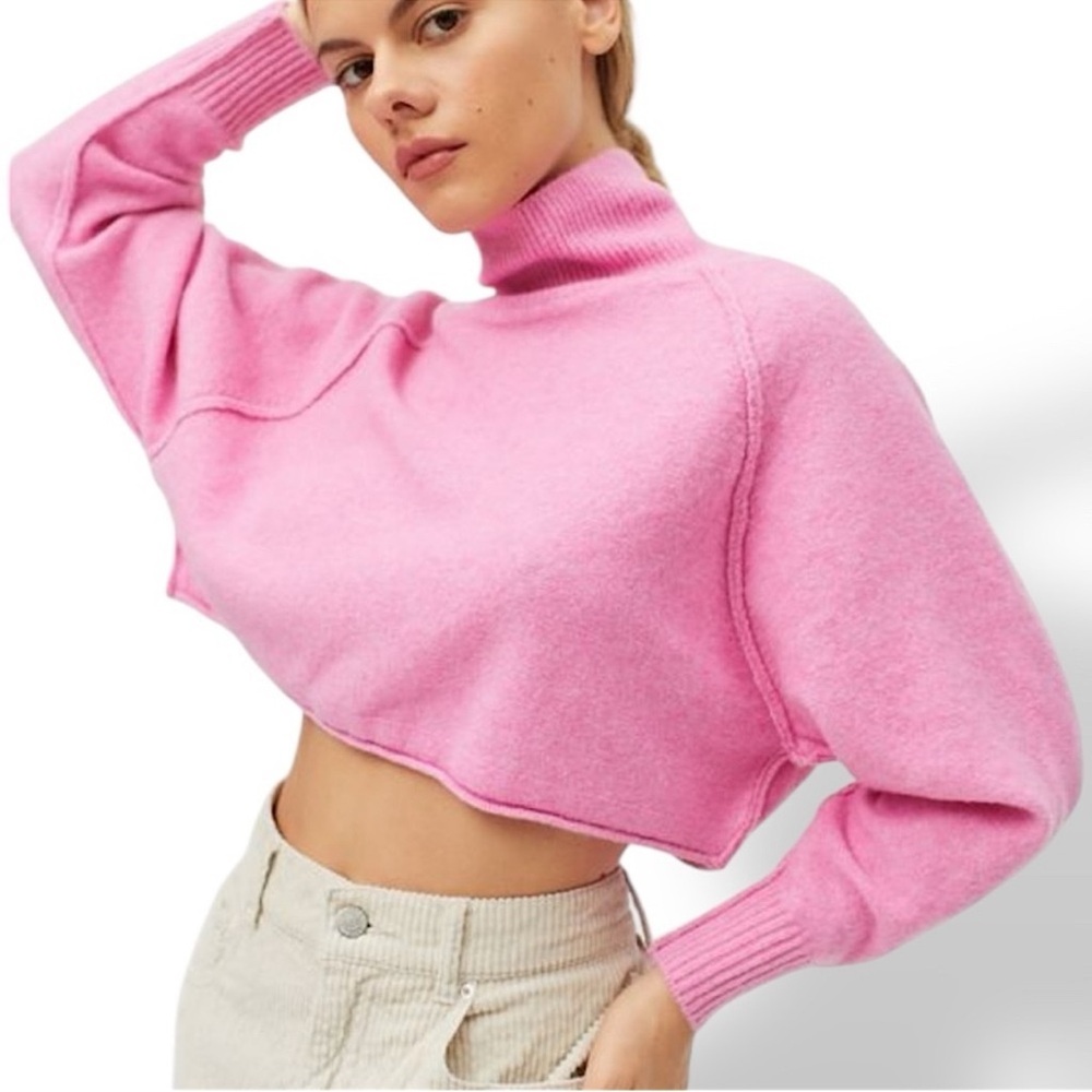 Urban Outfitters Pink Cropped Turtleneck Sweater